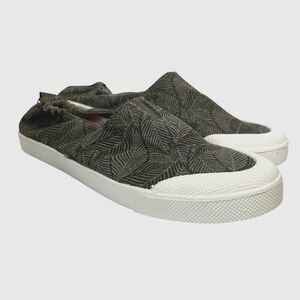 NEW Ladies Size 9 Roxy‎ Slip On Sneakers Palm Leaf Floral Olive Green Canvas